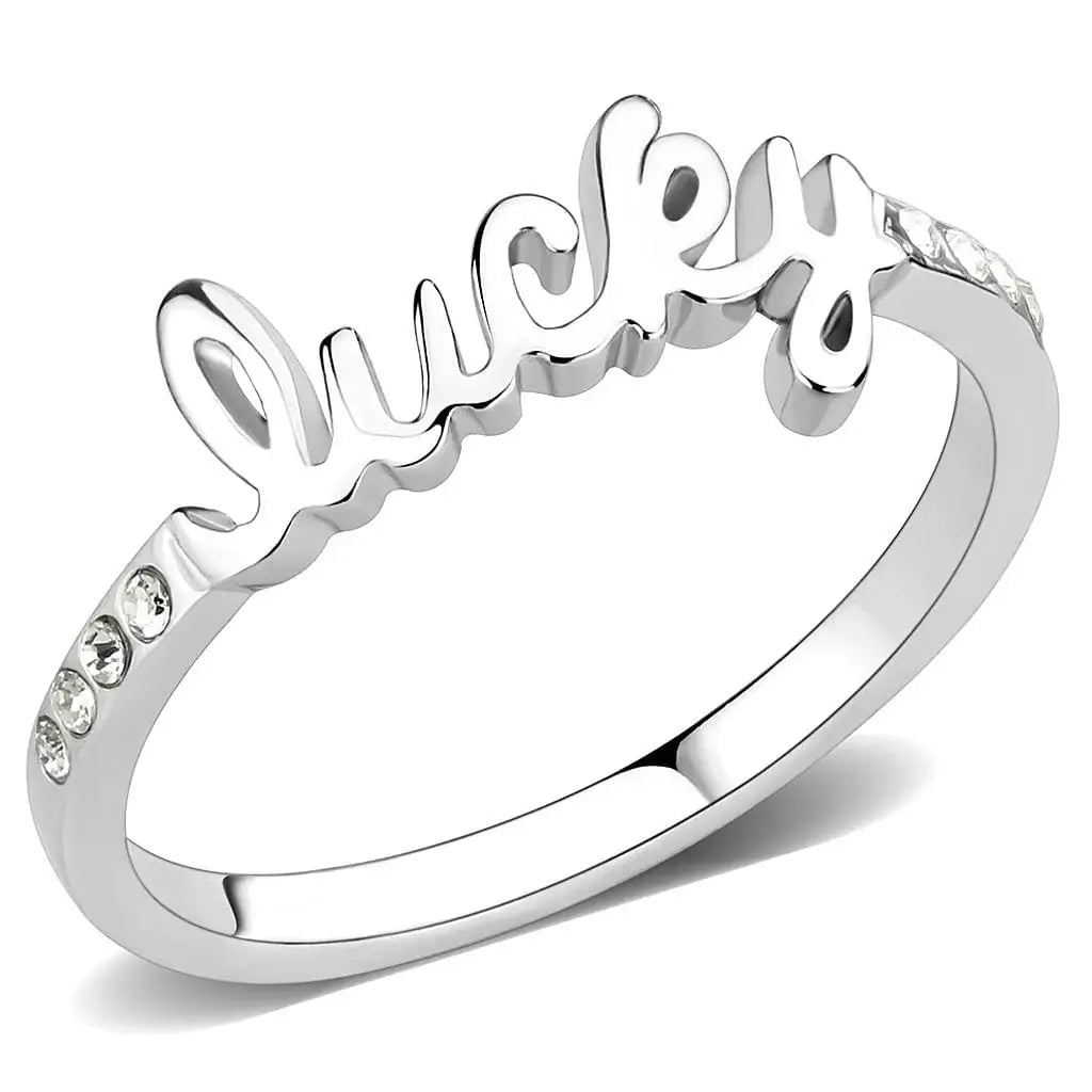 Alamode Rhodium Brass Ring with Top Grade Crystal in Clear - Alamode - Flyclothing LLC