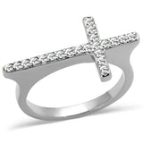 Alamode Rhodium Brass Ring with Top Grade Crystal in Clear - Alamode - Flyclothing LLC