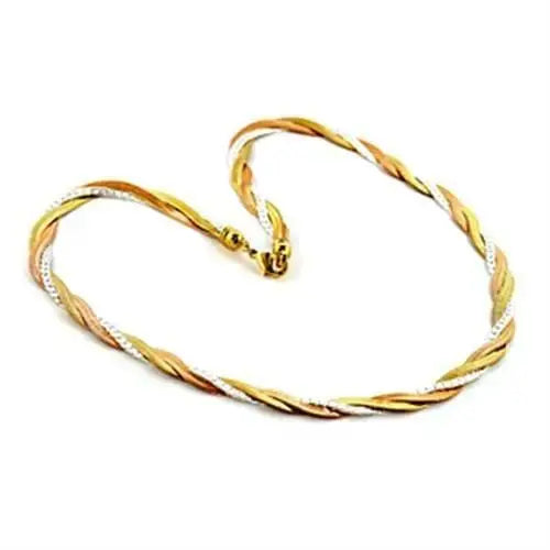 Alamode Tricolor White Metal Necklace with No Stone - Alamode - Flyclothing LLC