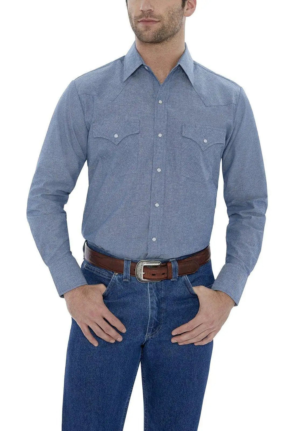 Ely Cattleman Mens L/S Chambray Snap Shirt - Ely Cattleman
