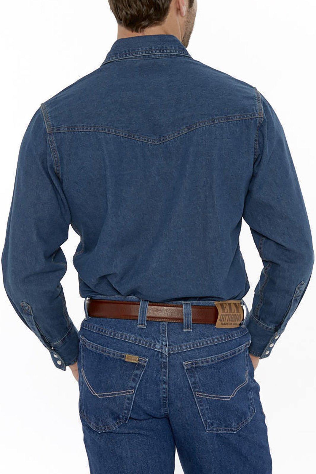 Ely Cattleman Mens L/S Stonewashed Denim Snap Shirt - Flyclothing LLC