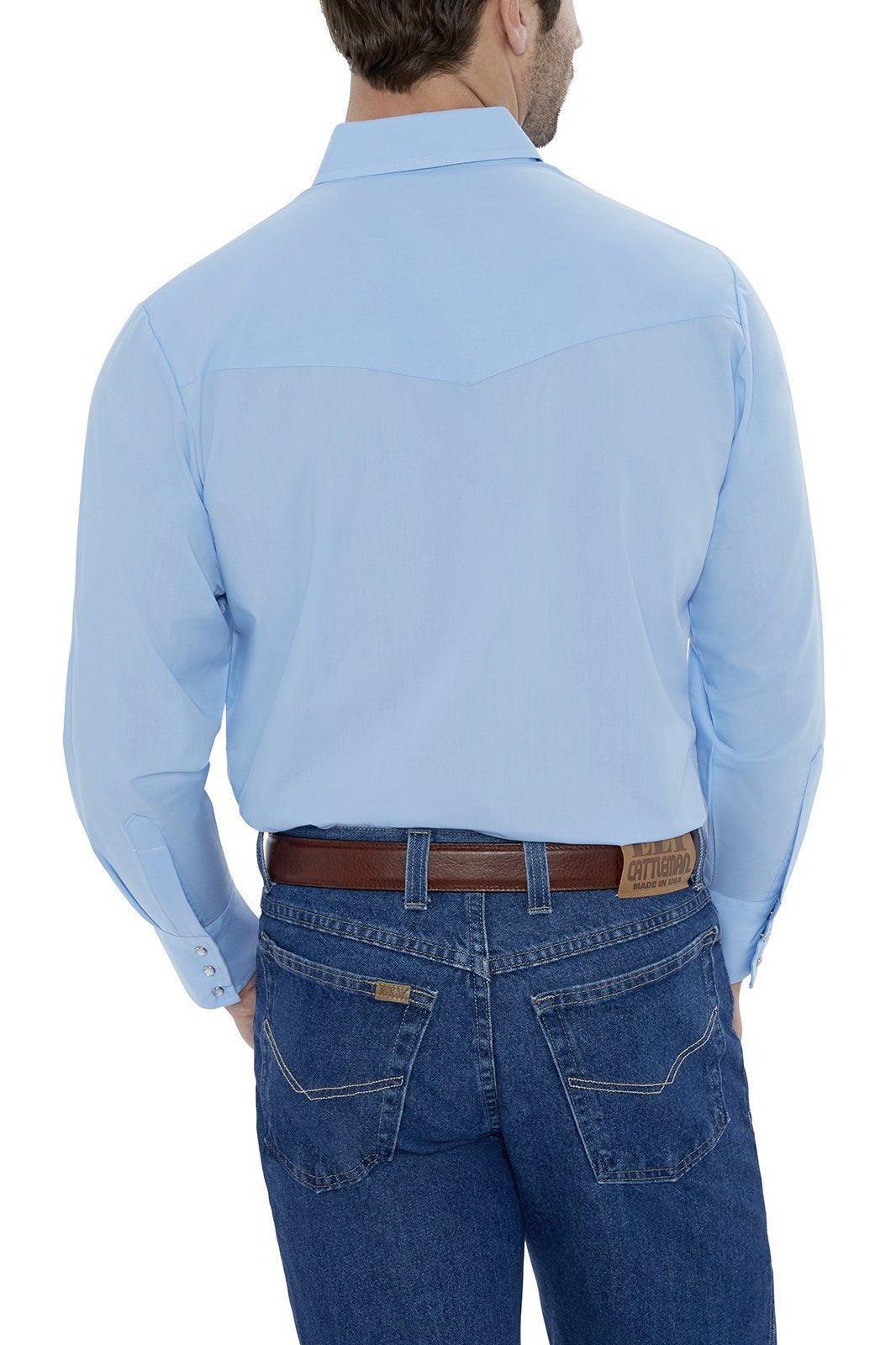 Ely Cattleman Mens L/S Blue Solid Snap Shirt - Ely Cattleman