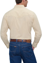 Ely Cattleman Mens L/S Ecru Solid Snap Shirt - Flyclothing LLC