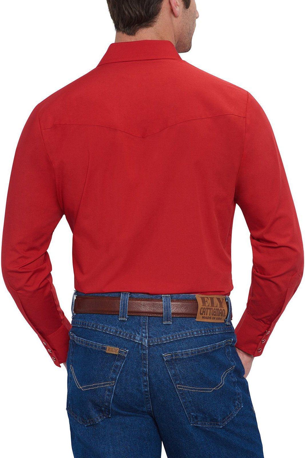 Ely Cattleman Mens L/S Red Solid Snap Shirt - Flyclothing LLC