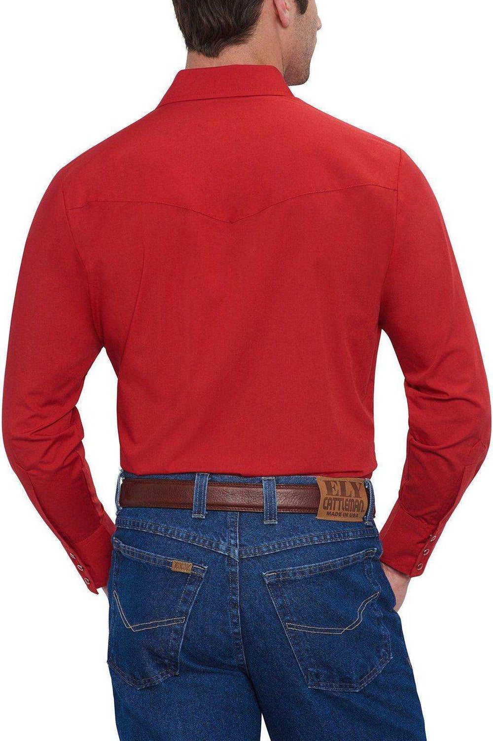 Ely Cattleman Mens L/S Red Solid Snap Shirt - Ely Cattleman - Flyclothing LLC