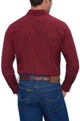 Ely Cattleman Mens L/S Burgandy Tone On Tone Snap Shirt - Ely Cattleman - Flyclothing LLC