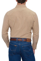Ely Cattleman Mens L/S Khaki Tone On Tone Snap Shirt - Ely Cattleman - Flyclothing LLC