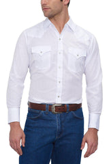 Ely Cattleman Mens L/S White Tone On Tone Snap Shirt - Ely Cattleman