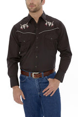 Ely Cattleman Mens L/S Black Solid W/ Skull Embroidery - Flyclothing LLC