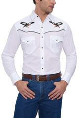 Ely Cattleman Mens L/S White Solid With Eagle Embroidery Shirt - Ely Cattleman - Flyclothing LLC
