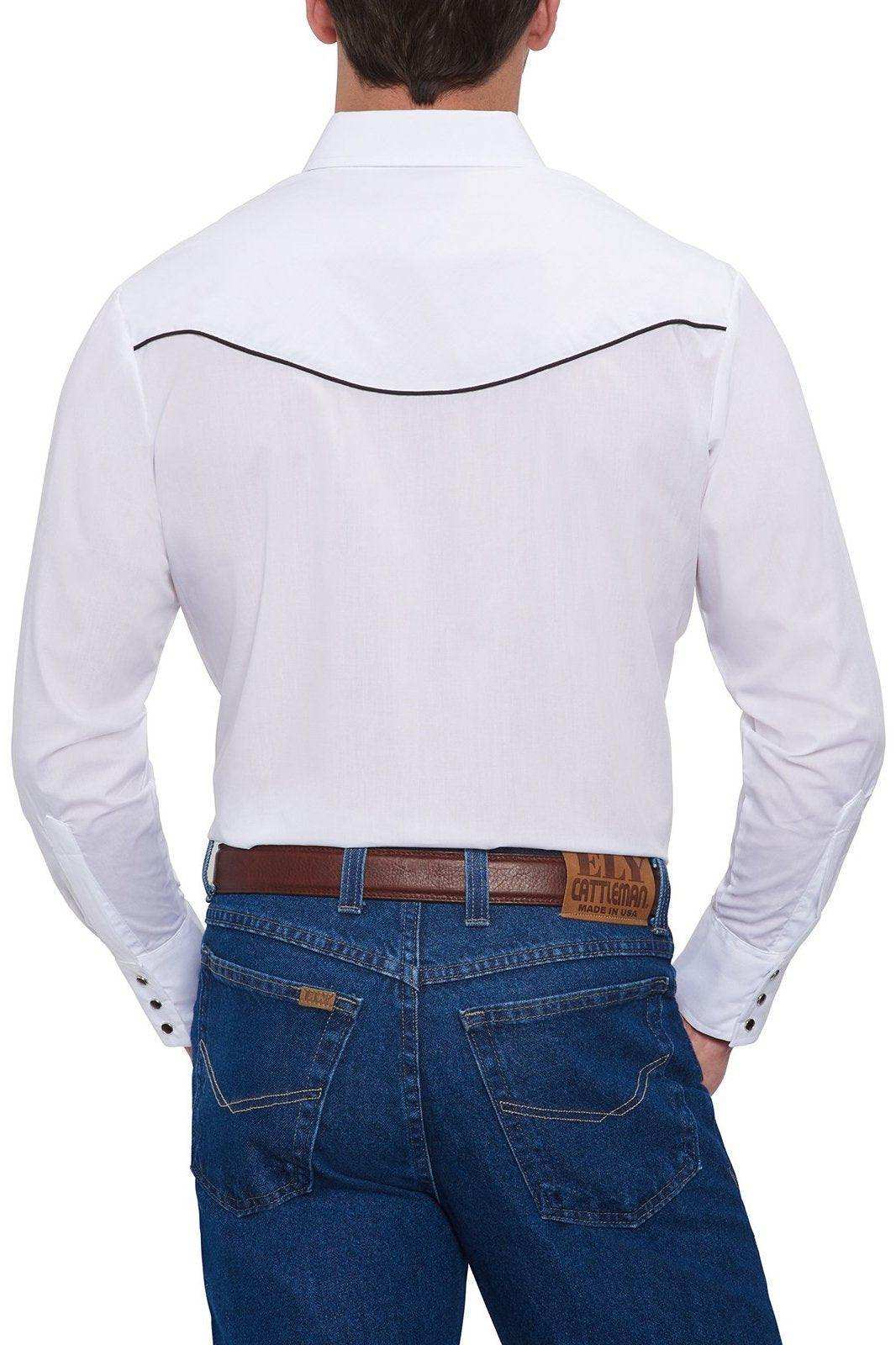 Ely Cattleman Mens L/S White Solid With Eagle Embroidery Shirt - Ely Cattleman - Flyclothing LLC