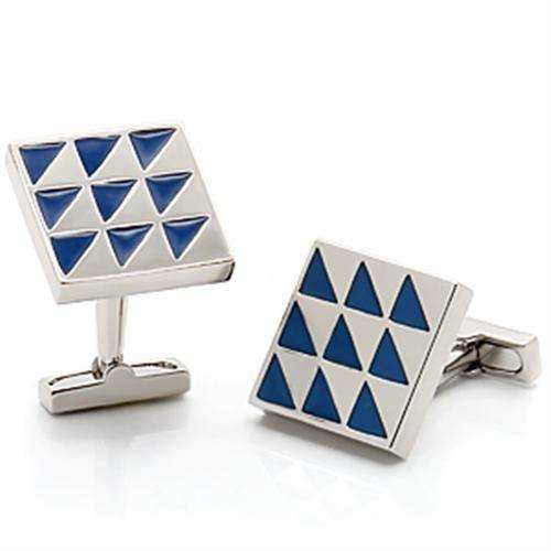 Alamode Rhodium Brass Cufflink with Epoxy in Montana - Alamode - Flyclothing LLC