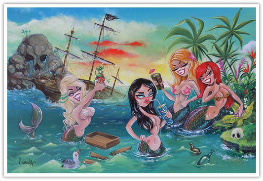 Candy Wild Seashore Sirens 12 x 18 Art Print - Lowbrow Art Company