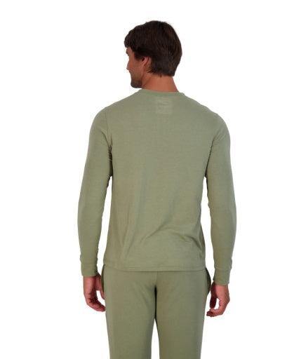 Wood Underwear olive men's long sleeve henley - Flyclothing LLC