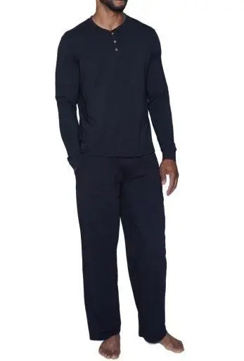 Wood Underwear black men's long sleeve henley - Wood Underwear - Flyclothing LLC