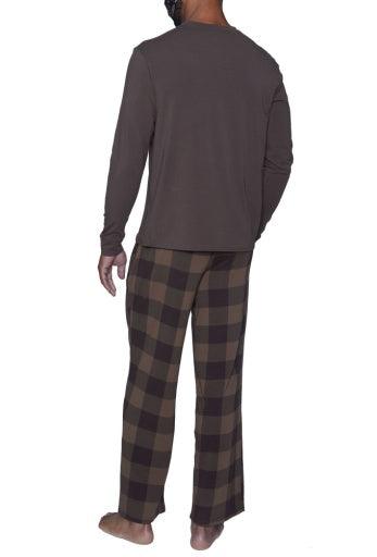 Wood Underwear chestnut checkers men's lounge pant w-drawstring & pockets - Flyclothing LLC