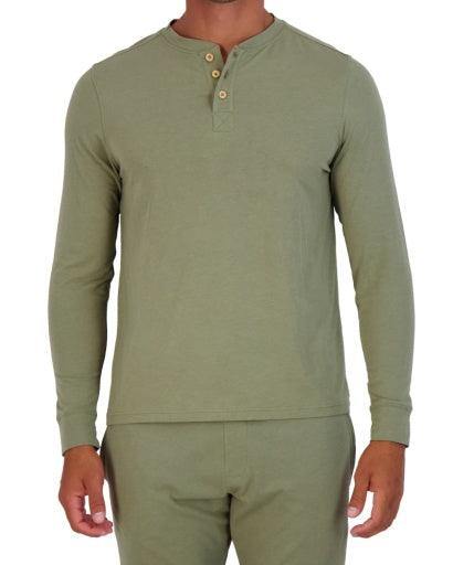 Wood Underwear olive men's long sleeve henley - Flyclothing LLC