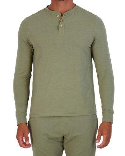 Wood Underwear olive men's long sleeve henley - Wood Underwear - Flyclothing LLC