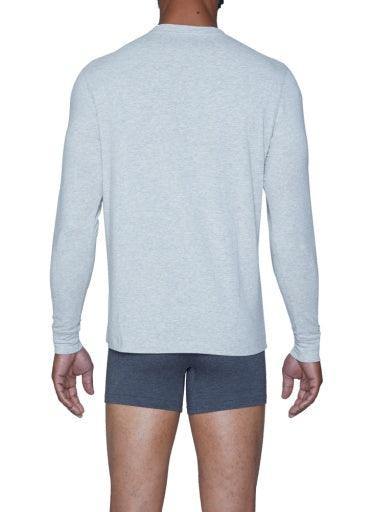 Wood Underwear heather grey men's long sleeve henley - Flyclothing LLC