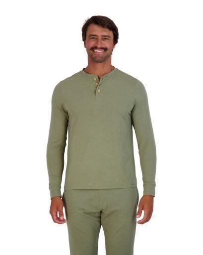 Wood Underwear olive men's long sleeve henley - Flyclothing LLC