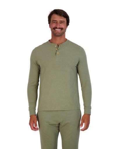 Wood Underwear olive men's long sleeve henley - Wood Underwear - Flyclothing LLC