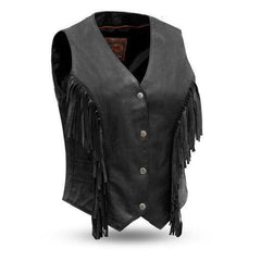 Apache Women's Motorcycle Fringe Leather Vest - First Mfg Co