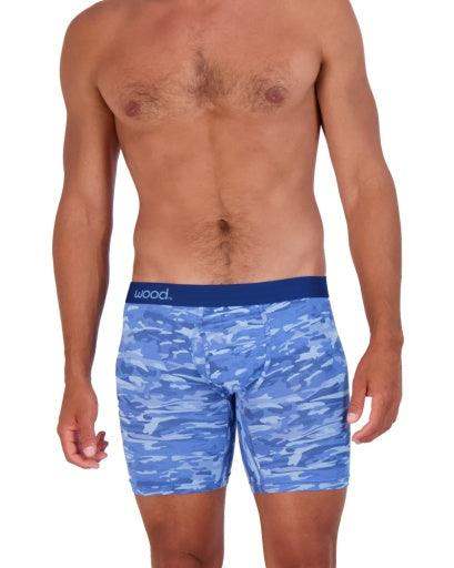Wood Underwear blue camo mens biker brief w-fly - Wood Underwear - Flyclothing LLC