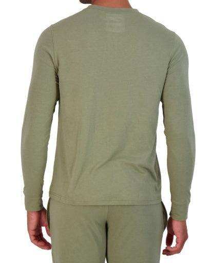 Wood Underwear olive men's long sleeve henley - Wood Underwear - Flyclothing LLC