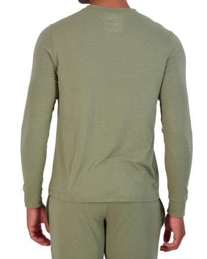 Wood Underwear olive men's long sleeve henley - Flyclothing LLC