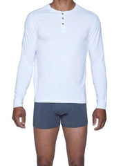 Wood Underwear white men's long sleeve henley - Flyclothing LLC