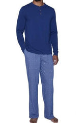 Wood Underwear deep space blue men's long sleeve henley - Flyclothing LLC