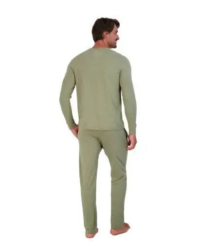 Wood Underwear olive men's long sleeve henley - Wood Underwear - Flyclothing LLC