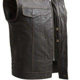 Sharp Shooter Men's Motorcycle Leather Vest Large - First Mfg Co - Flyclothing LLC