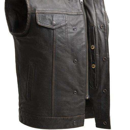 Sharp Shooter Men's Motorcycle Leather Vest Large - First Mfg Co - Flyclothing LLC