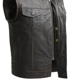 Sharp Shooter Men's Motorcycle Leather Vest Large - First Mfg Co