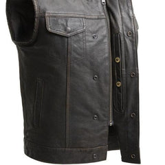 Sharp Shooter Men's Motorcycle Leather Vest - Flyclothing LLC