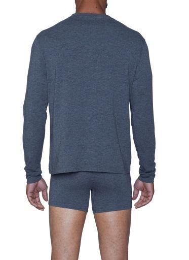 Wood Underwear charcoal heather men's long sleeve henley - Flyclothing LLC