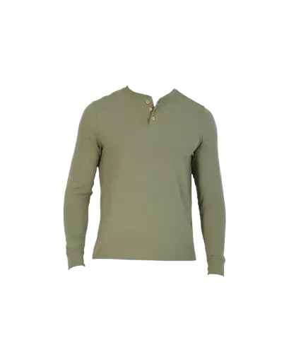 Wood Underwear olive men's long sleeve henley - Wood Underwear - Flyclothing LLC