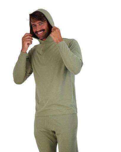 Wood Underwear olive mens long sleeve hoodie - Wood Underwear - Flyclothing LLC