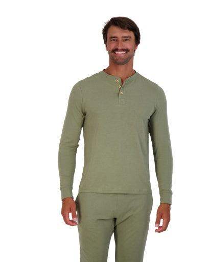 Wood Underwear olive men's long sleeve henley - Wood Underwear - Flyclothing LLC