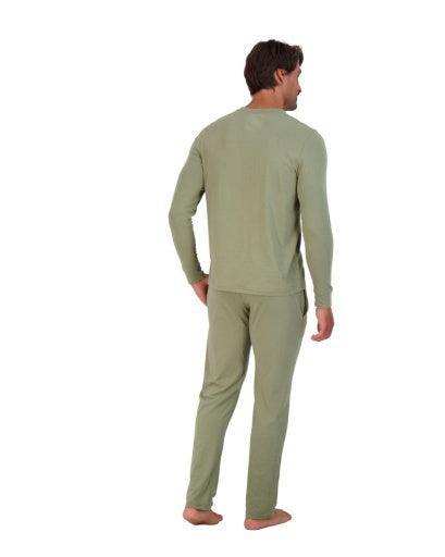 Wood Underwear olive men's long sleeve henley - Wood Underwear - Flyclothing LLC