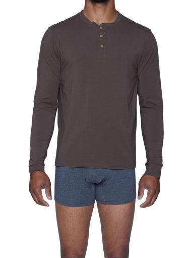 Wood Underwear walnut men's long sleeve henley - Flyclothing LLC
