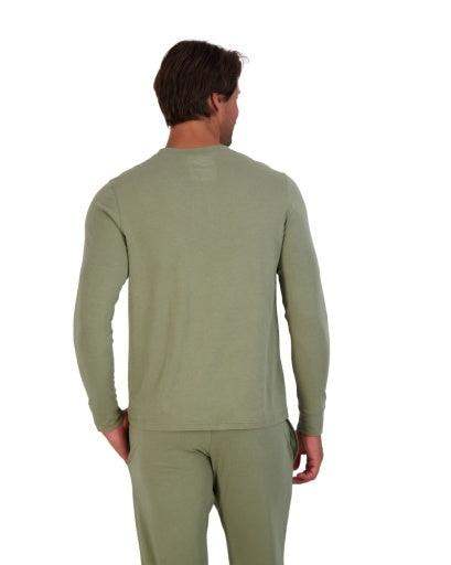 Wood Underwear olive men's long sleeve henley - Wood Underwear - Flyclothing LLC