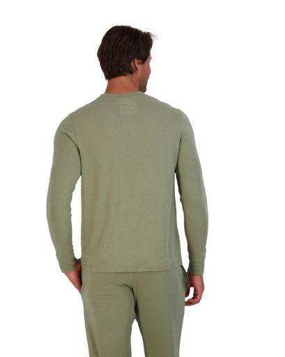 Wood Underwear olive men's long sleeve henley - Wood Underwear - Flyclothing LLC