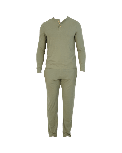 Wood Underwear olive men's long sleeve henley - Flyclothing LLC