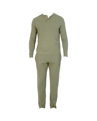 Wood Underwear olive men's long sleeve henley - Wood Underwear - Flyclothing LLC