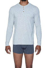 Wood Underwear heather grey men's long sleeve henley - Flyclothing LLC