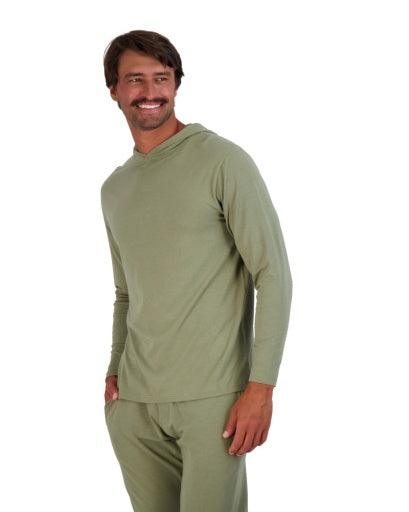Wood Underwear olive mens long sleeve hoodie - Flyclothing LLC