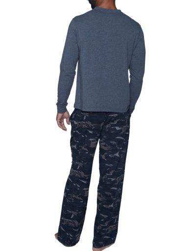 Wood Underwear charcoal heather men's long sleeve henley - Wood Underwear - Flyclothing LLC