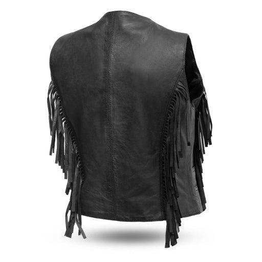 Apache Women's Motorcycle Fringe Leather Vest - First Mfg Co - Flyclothing LLC